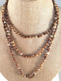 Matte Finish Individually Knotted Picture Jasper About 60 Inches Long Necklace.