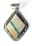Native American Sterling Silver Navajo Indian Royston Ribbon Turquoise Pendant