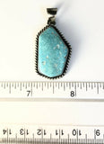 Native American Sterling Silver Navajo  Turquoise Pendant. Signed