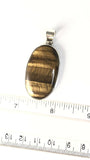 Sterling Silver Solid 925 Oval Shaped Tiger Eye Pendant. Jewelry.