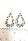 Sterling Silver 925 Pear Shaped With Circles Design Dangle Earrings Jewelry