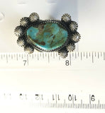 Large Native American Sterling Silver Navajo Kingman Turquoise Ring Size 6 & 7/8