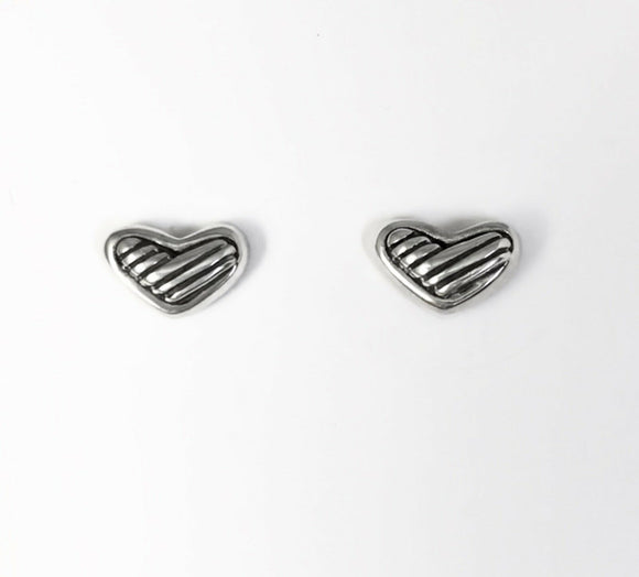 Small Sterling Silver Heart Shaped Earrings On Post.