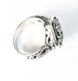 Sterling Silver 925 Square Floral Design Filigree Ring Size 8 Bali Jewelry