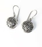 Sterling Silver 925 Filigree Round Floral Leaf Design Earrings Bali Jewelry