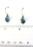 Sterling Silver 925 Round Blue Topaz Filigree Dangle Earrings Bali Jewelry
