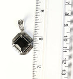 Sterling Silver 925 Square Black Onyx Reversible Filigree Pendant Bali Jewelry