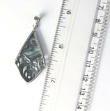 Sterling Silver 925 Angular Shaped Abalone Shell Filigree Pendent Bali Jewelry
