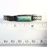 Native American Sterling Silver Kingman Turquoise Navajo Bar Cuff Bracelet