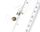 Sterling Silver 925 Oval Cabochon Tiger's Eye Dangle Earrings On Hooks Jewelry