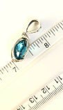 Sterling Silver 925 Faceted Round London Blue Topaz Pendant Bali Jewelry