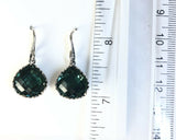 Sterling Silver 925 Pear Green Quartz Filigree Dangle Earrings Bali Jewelry