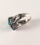 Sterling Silver Solid 925 Square Blue Topaz Filigree Size 7 Ring Jewelry R041802