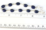 Sterling Silver About 8" Adjustable Oval Lapis Cabochon Bracelet 925 B042205