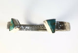 Native American Sterling Silver Kingman Turquoise Zuni Indian Cuff. Signed