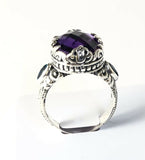 Sterling Silver 925 Oval Amethyst Filigree Size  8 Ring Bali Jewelry R011220