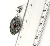 Sterling Silver 925 Square Garnet Filigree Reversible Pendant. Bali Jewelry