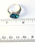 Sterling Silver 925 Square Blue Topaz Filigree Size 7 Ring Bali Jewelry