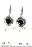 Sterling Silver 925 Round Cushion Cut Onyx Filigree Dangle Earrings Bali Jewelry