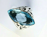 Sterling Silver 925 Marquise Blue Topaz Filigree Size 8 &1/4 Ring Bali Jewelry