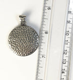 Sterling Silver 925 Reversible Round Hammered & Filigree Pendant. Bali Jewelry