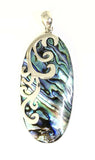 Sterling Silver Oval Shaped Abalone Shell Curls Design Pendent P061102