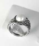 Sterling Silver 925 Round Freshwater Pearl Size 9 Ring Bali Jewelry
