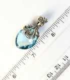 Sterling Silver 925 Cushion Marquise Blue Topaz Filigree Pendant Bali Jewelry