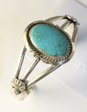 Native American Sterling Silver Kingman Turquoise Navajo Indian Cuff
