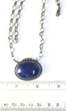 Native American Sterling Silver 925 Navajo Oval Lapis About 17“ Bar Necklace.