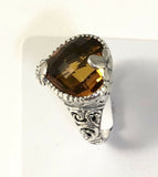 Sterling Silver 925 Pear Shaped Citrine Filigree Size 6 Ring Bali Jewelry