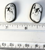 Native American Sterling Silver Navajo Indian White Buffalo Earrings. Signed