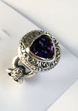 Sterling Silver 925 Triangular Cushion Amethyst Ring Size 7 Bali Jewelry R1