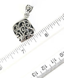 Sterling Silver 925 Filigree Floral Reversible Pendant Bali Jewelry