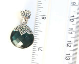 Sterling Silver 925 Pear Filigree Green Quartz Reversible Pendant Bali Jewelry