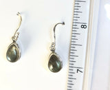 Sterling Silver 925 Pear Shaped Cabochon Labradorite Dangle Earrings On Hooks.