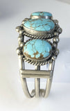 Native American Sterling Silver Number 8 Turquoise Navajo Indian Cuff. Signed