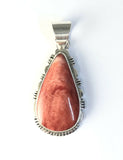 Native American Sterling Silver Navajo Indian Spiny Oyster Pear Shaped Pendant