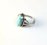 Native American Sterling Silver Navajo Indian Kingman Turquoise Ring Size 8 &1/2