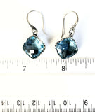 Sterling Silver 925 Square Blue Topaz Filigree Dangle Earrings Bali Jewelry