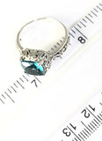 Sterling Silver 925 Square Cut Blue Topaz Filigree Size 9 Ring Bali Jewelry