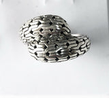 Sterling Silver 925 Etched Double Dome Filigree Inside Size 9 &1/4 Ring R121102
