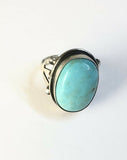 Native American Sterling Silver Navajo Indian Kingman Turquoise Ring Size 6 &1/2