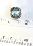 Sterling Silver 925 Round Cushion Blue Topaz Filigree Size 7 Ring Bali Jewelry