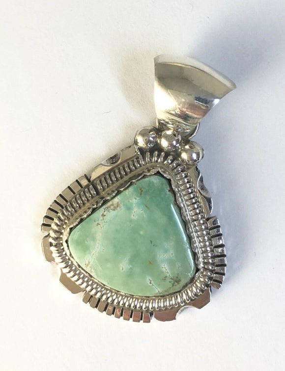 Native American Sterling Silver Navajo Indian Royston Turquoise Pendant Signed