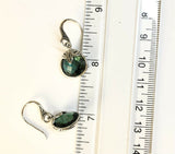 Sterling Silver 925 Pear Cushion Green Quartz Filigree Earrings Bali Jewelry