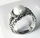 Sterling Silver 925 Round Freshwater Pearl Size 9 Ring Bali Jewelry