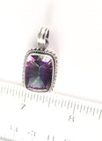Sterling Silver 925 Rectangular Faceted Mystic Topaz Pendant Bali Jewelry