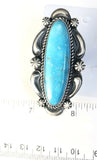 Large Native American Sterling Silver Navajo  Turquoise Ring Size 8 Adjustable