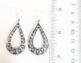 Sterling Silver 925 Pear Shaped With Circles Design Dangle Earrings Jewelry